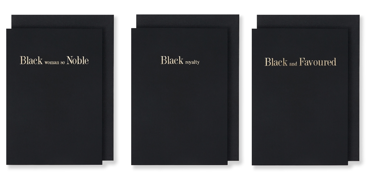 Three black Story of Elegance cards