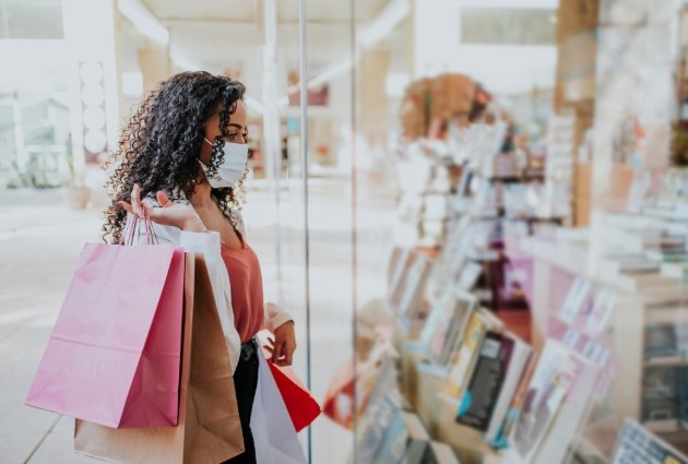 shopper in window