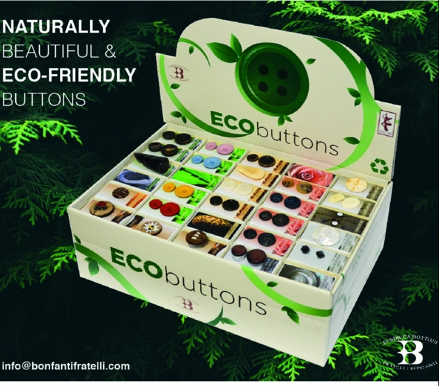 Branded box of eco buttons