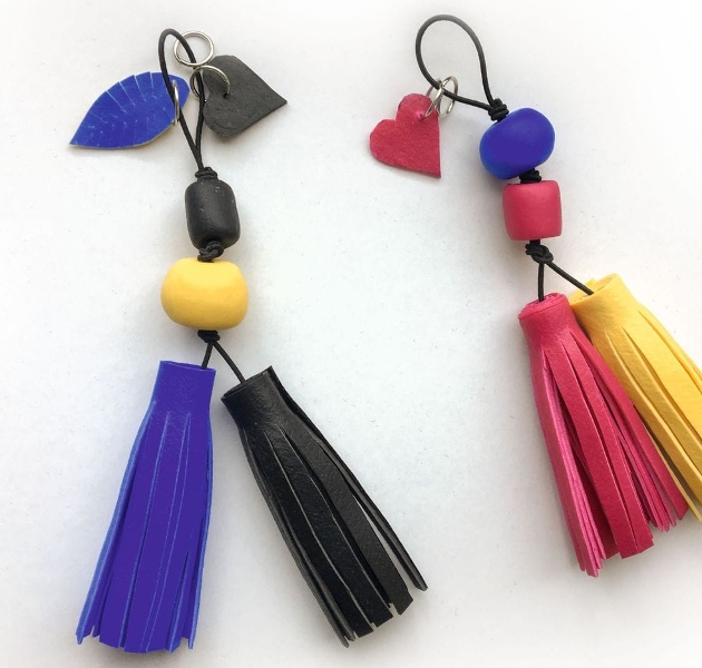 coloured leather tassle keyrings