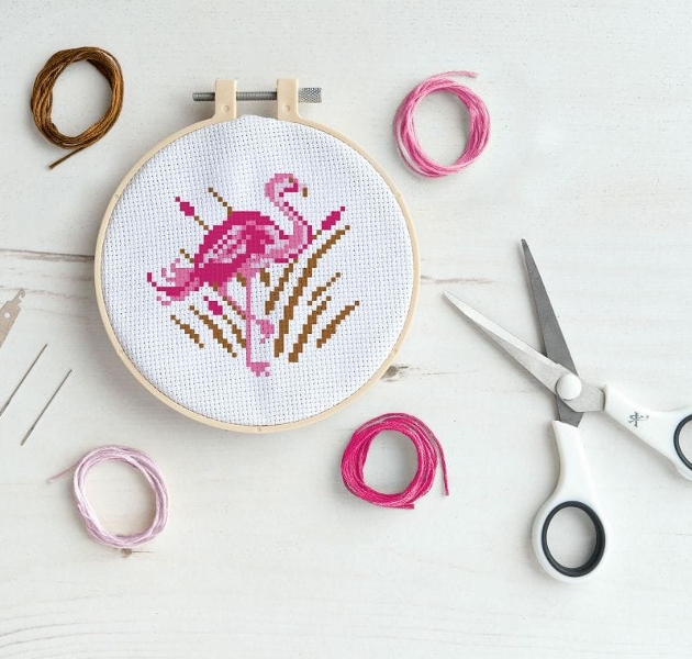 flamingo cross stich kit