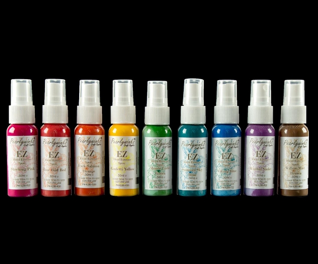row of nine paints in rainbow colours