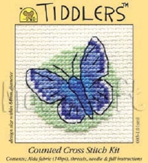 blue butterfly cross stitch kit
