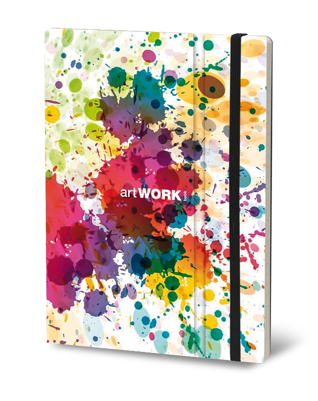 notebook with colour splash design