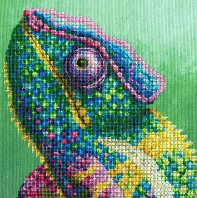 Embroidered design of chameleon