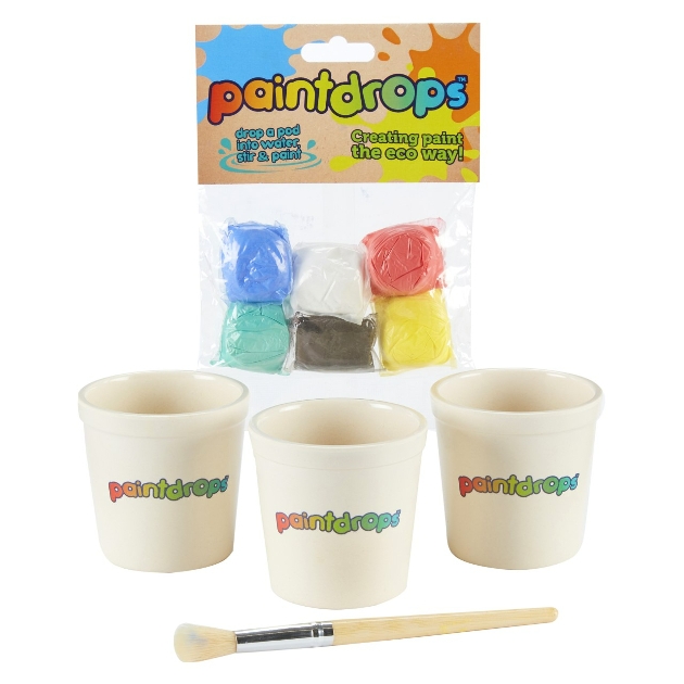 Three Bamboo Pots by Paint Drops product and small paint brush