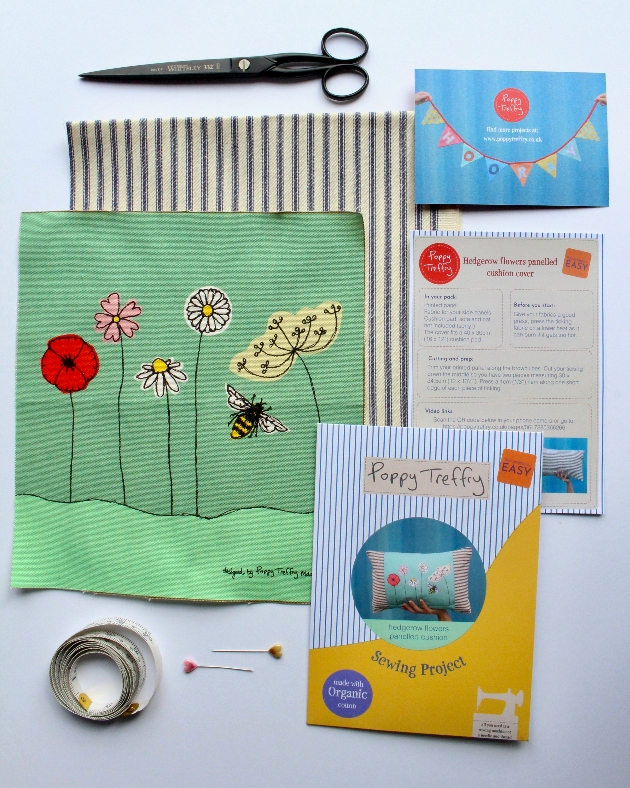 flatlay of floral cushion making kit