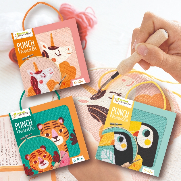 bright animal themed punch needle kits