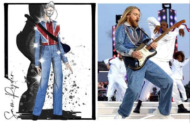 Sam Ryder sketch of union jack boiler suit