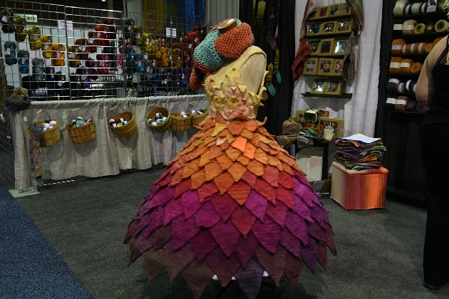 dress made from various fabrics on display at exhibition