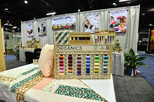 organic cottons on display at trade show