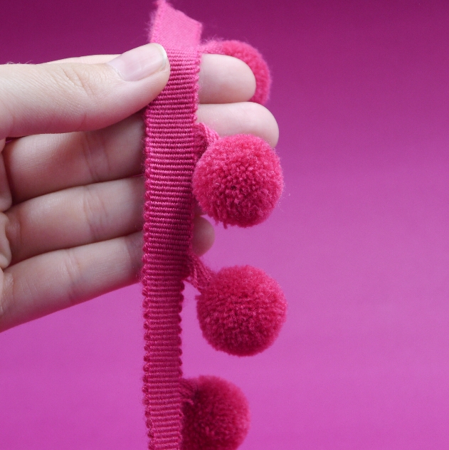 pink pompom trimming