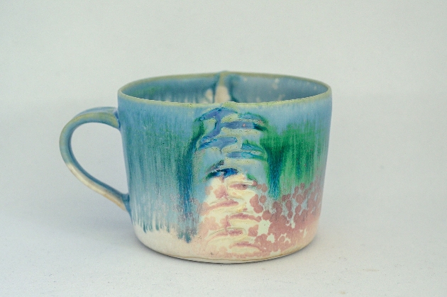 mug in style of seam rustic, handamde