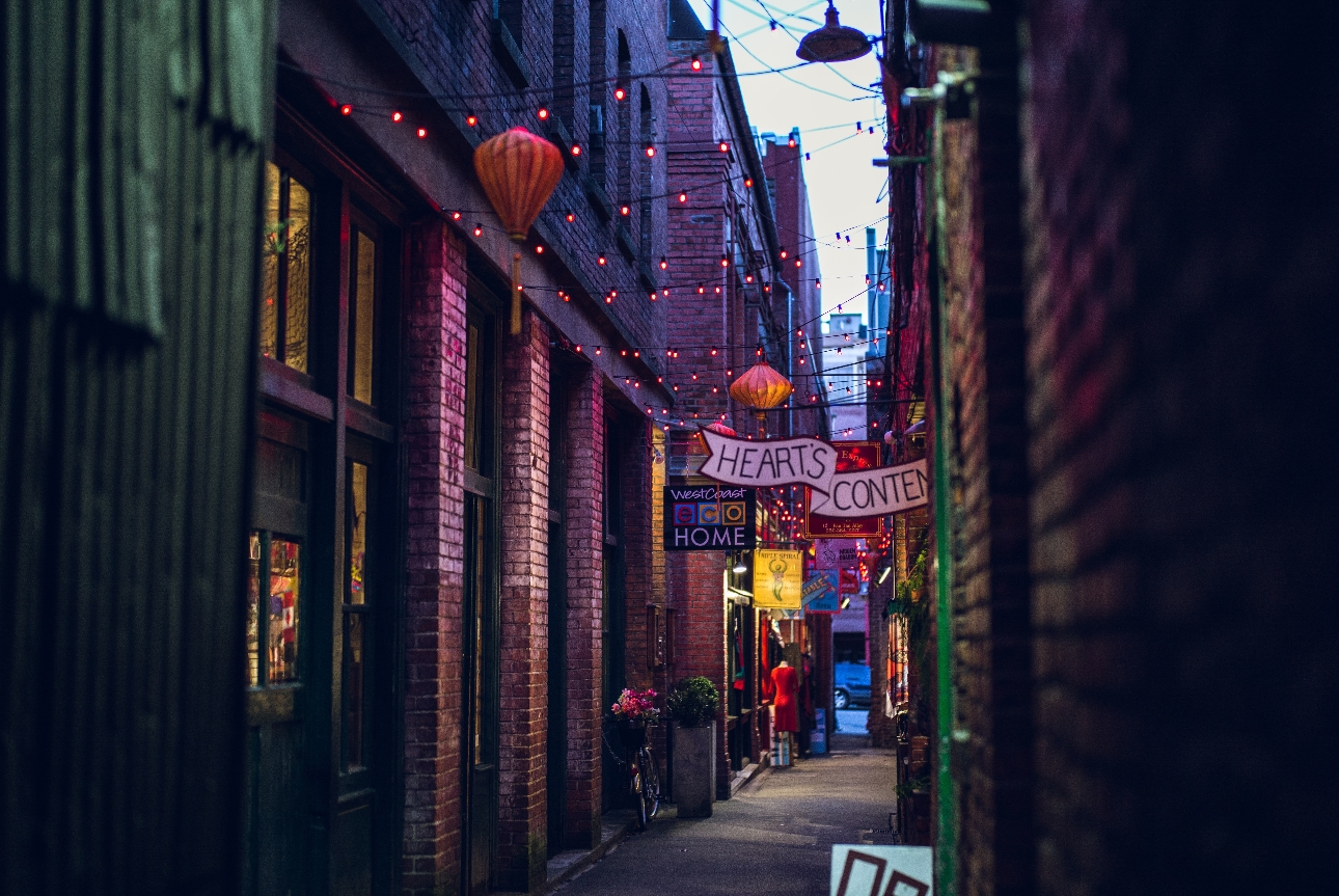 street shot of alley of shops