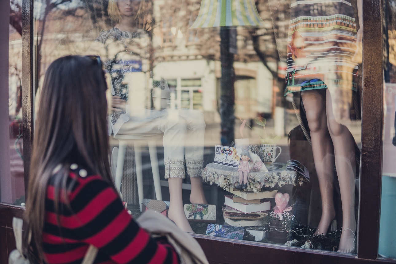 shopper looking in a window