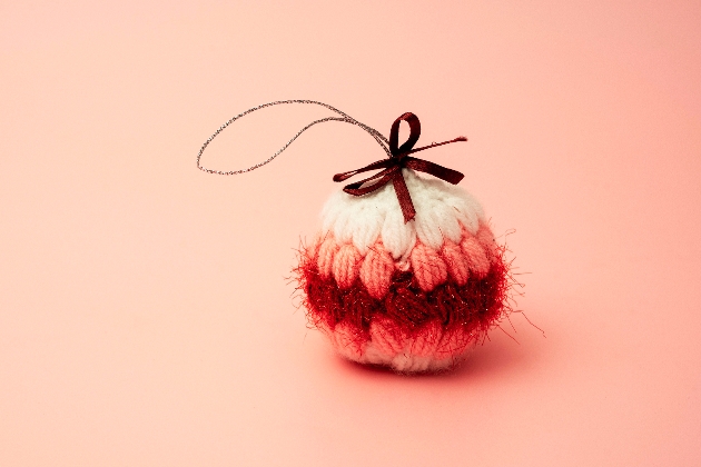 knitted wool ball with in peach 