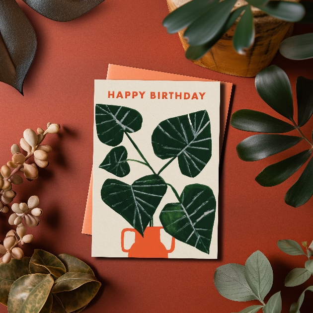 birthday card with plant
