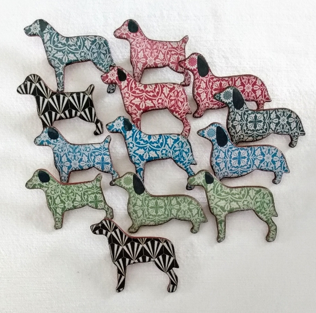 group of buttons in dog shapes