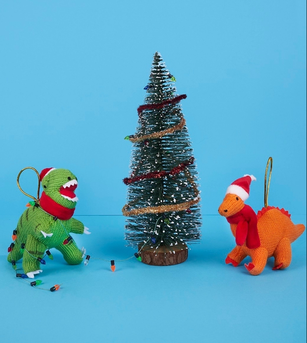crochet dinosaur Christmas decorations
