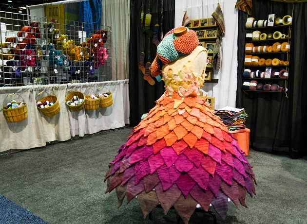 dress made out of swatches of fabric at a trade show