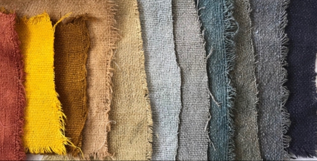 fabric swatches dyed in natural colours