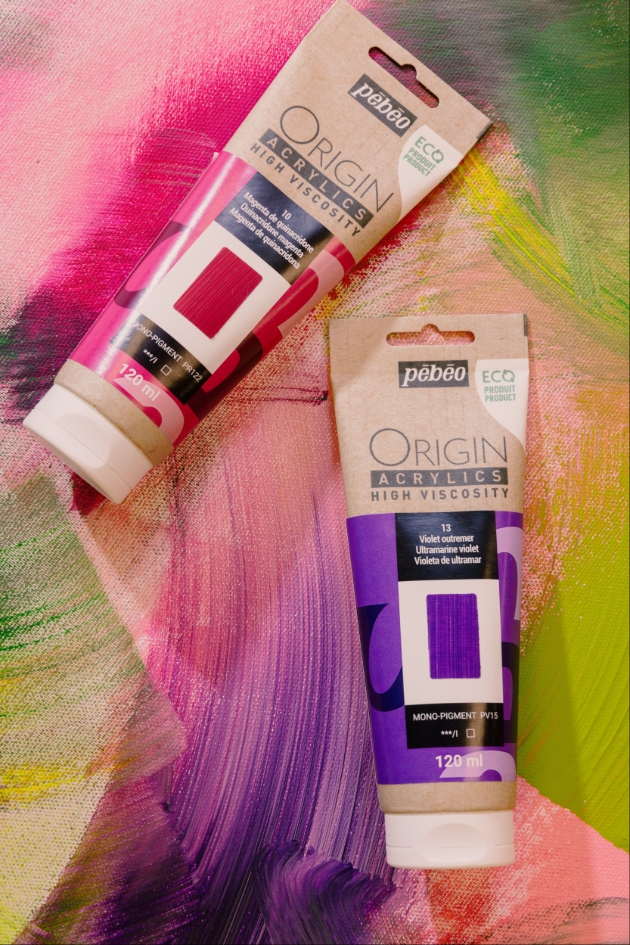Two tubes of bright acrylic paint