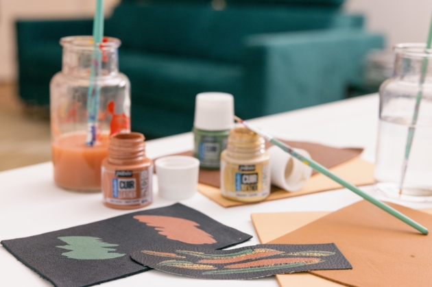 pots of metallic paint