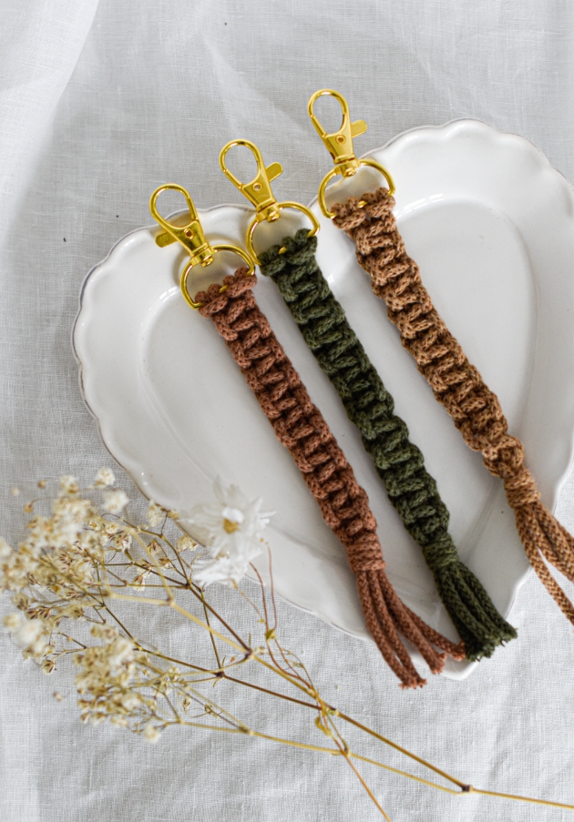 set of three macrame bag chains