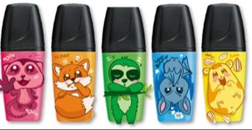 group og bright highlighter pens with animals on