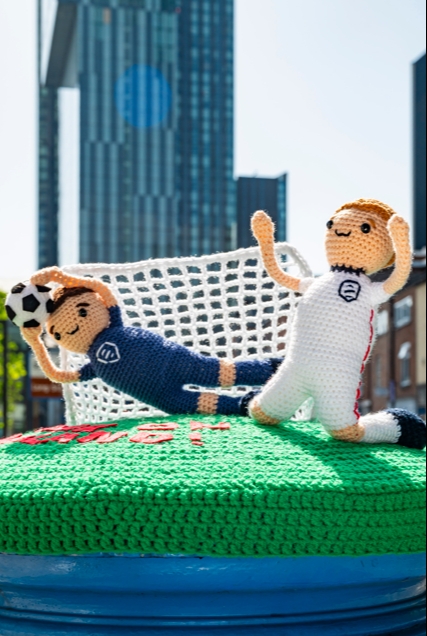 Yarn-bombed postboxesfor the World Cup