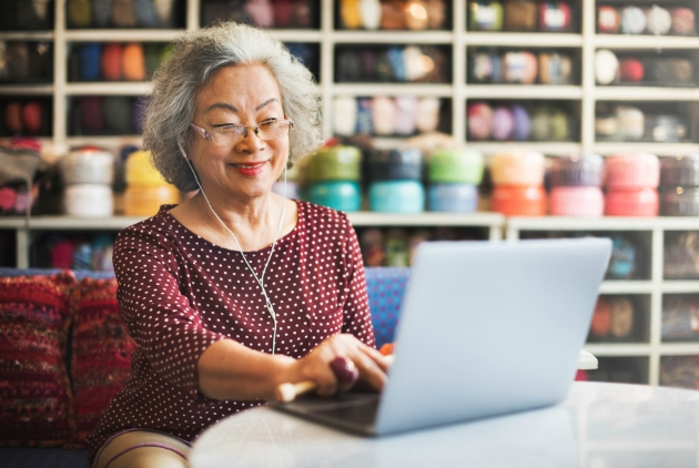 lady at yarn shop